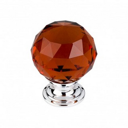 Top Knobs - Crystal Collection - Wine Crystal Knob 1 3/8" w/ Polished Chrome Base - TK122PC