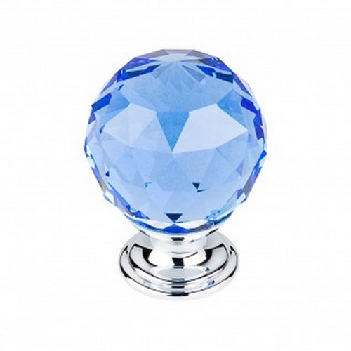 Top Knobs - Crystal Collection - Blue Crystal Knob 1 3/8" w/ Polished Chrome Base - TK124PC