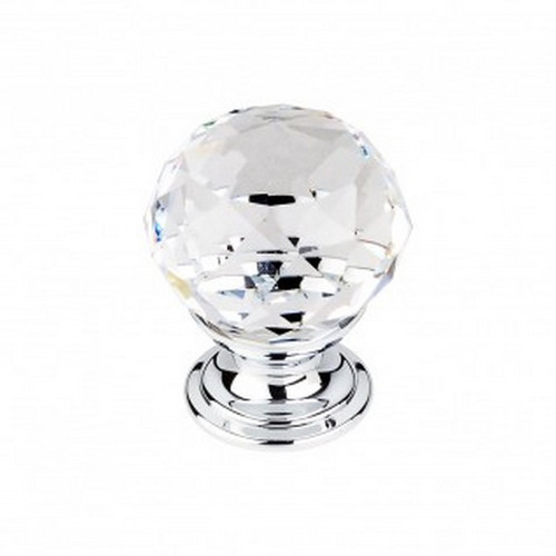 Top Knobs - Crystal Collection - Clear Crystal Knob 1 1/8" w/ Polished Chrome Base - TK125PC