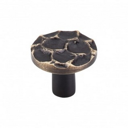 Top Knobs - Cobblestone Collection - Cobblestone Round Knob 1 3/8" - Brass Antique - TK296BA