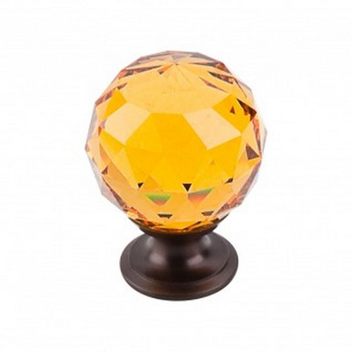Top Knobs - Crystal Collection - Amber Crystal Knob 1 3/8" w/ Oil Rubbed Bronze Base - TK112ORB