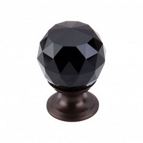 Top Knobs - Crystal Collection - Black Crystal Knob 1 1/8" w/ Oil Rubbed Bronze Base - TK115ORB