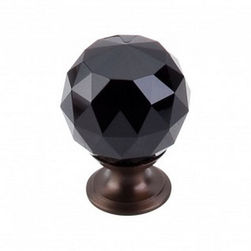 Top Knobs - Crystal Collection - Black Crystal Knob 1 3/8" w/ Oil Rubbed Bronze Base - TK116ORB