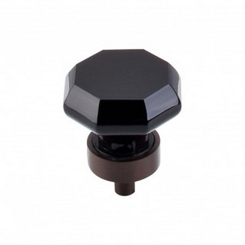 Top Knobs - Crystal Collection - Black Octagon Crystal Knob 1 3/8" w/ Oil Rubbed Bronze Base - TK137ORB