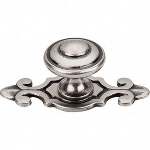 Top Knobs - Britannia Collection - Canterbury Knob 1 1/4" w/Backplate - Pewter Antique - M464