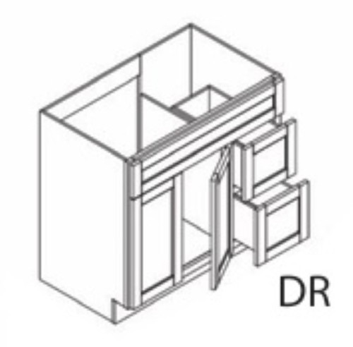 Blue Valley White Shaker Bath Cabinet - WHS-VSD3621DR