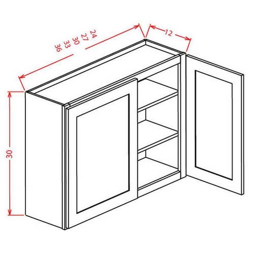 U.S. Cabinet Depot - Shaker Grey - 30" High Wall Cabinets-Double Door - SG-W2430