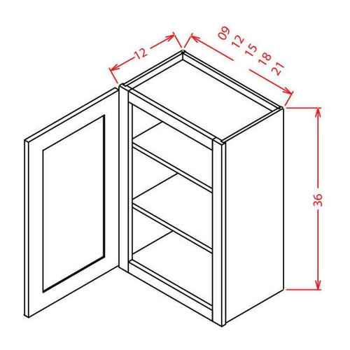 U.S. Cabinet Depot - Shaker Grey - 36" High Wall Cabinets-Single Door - SG-W2136