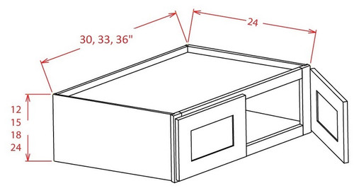 U.S. Cabinet Depot - Shaker Grey - Refrigerator Wall Cabinets - 36" Wide - SG-W361824