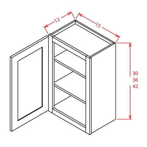 U.S. Cabinet Depot - Shaker Grey - Open Frame Wall Cabinets-Single Door - SG-W1530GD