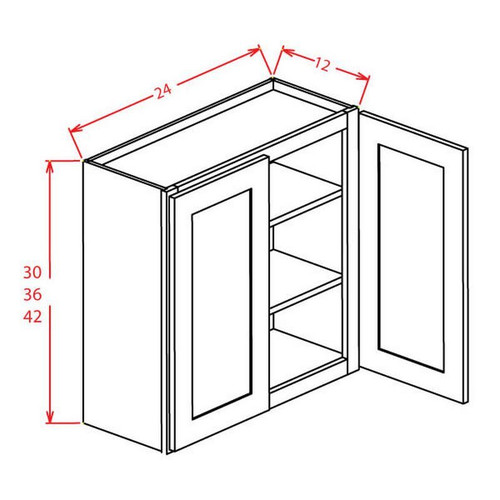 U.S. Cabinet Depot - Shaker Grey - Open Frame Wall Cabinets-Double Door - SG-W3036GD