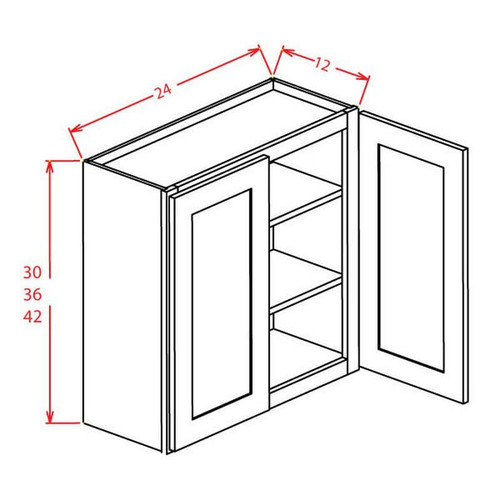 U.S. Cabinet Depot - Shaker Grey - Open Frame Wall Cabinets-Double Door - SG-W3042GD