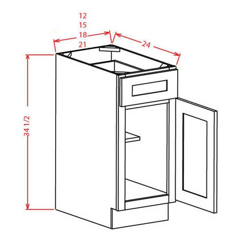 U.S. Cabinet Depot - Shaker White - Single Door Single Drawer Base Cabinet - SW-B15