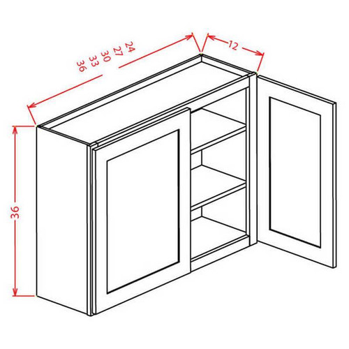 U.S. Cabinet Depot - Shaker White - 36" High Wall Cabinets-Double Door - SW-W3636