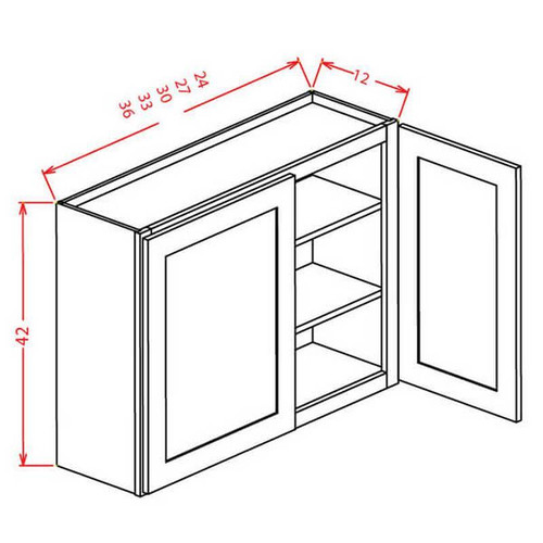 U.S. Cabinet Depot - Shaker White - 42" High Wall Cabinets-Double Door - SW-W3642