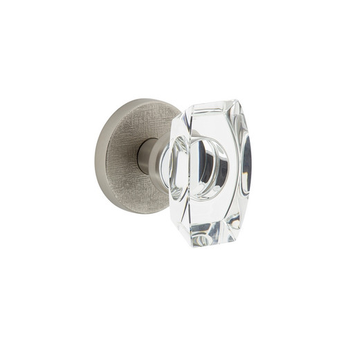 Viaggio Circolo Linen Rosette Passage with Stella Crystal Knob in Satin Nickel - 620062-CLOMLNSTA-10-SN - 2 3/8" Backset