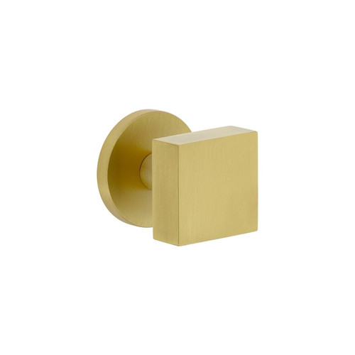 Viaggio Circolo Rosette Passage with Quadrato Brass Knob in Satin Brass - 620081-CLOQAD-10-SB - 2 3/8" Backset