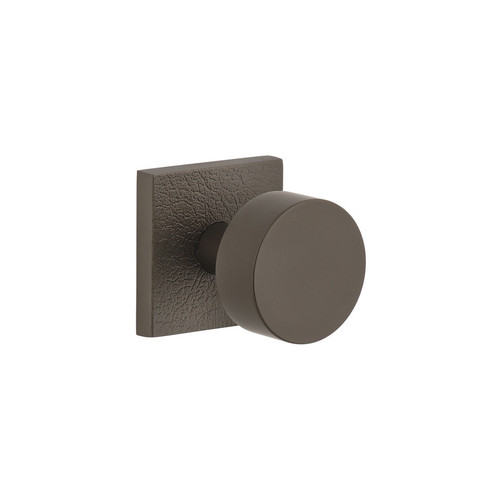 Viaggio Quadrato Leather Rosette Passage with Circolo Brass Knob in Titanium Gray - 620148-QADMLTCLO-10-TG - 2 3/8" Backset