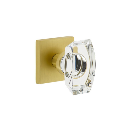 Viaggio Quadrato Rosette Passage with Stella Crystal Knob in Satin Brass - 620181-QADSTA-10-SB - 2 3/8" Backset