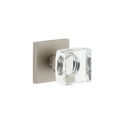 Viaggio Quadrato Rosette Passage with Quadrato Crystal Knob in Satin Nickel - 620232-QADQDC-10-SN - 2 3/8" Backset