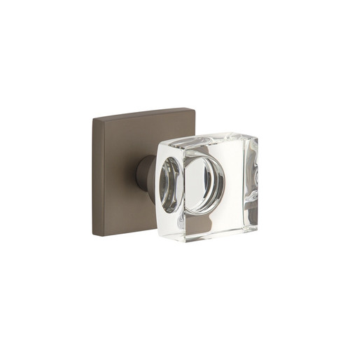 Viaggio Quadrato Rosette Passage with Quadrato Crystal Knob in Titanium Gray - 620233-QADQDC-10-TG - 2 3/8" Backset