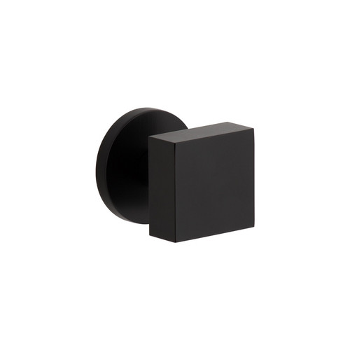 Viaggio Circolo Rosette Passage with Quadrato Brass Knob in Satin Black - 620330-CLOQAD-10-BK - 2 3/4" Backset