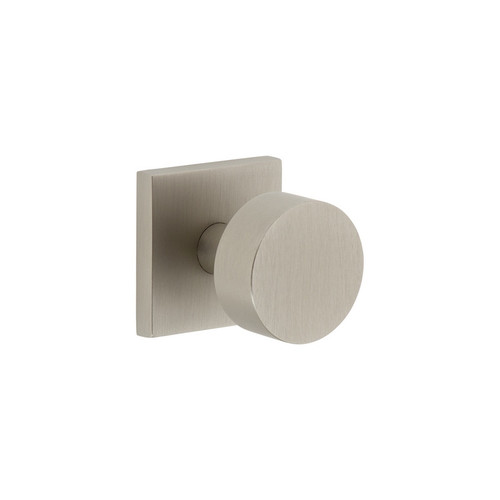 Viaggio Quadrato Rosette Passage with Circolo Brass Knob in Satin Nickel - 620382-QADCLO-10-SN - 2 3/4" Backset
