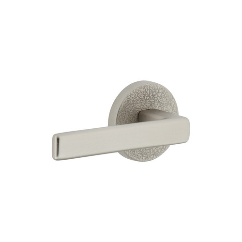 Viaggio Circolo Leather Rosette Passage with Lusso Lever in Satin Nickel - 620623-CLOMLTLUS-10-SN - 2 3/8" Backset