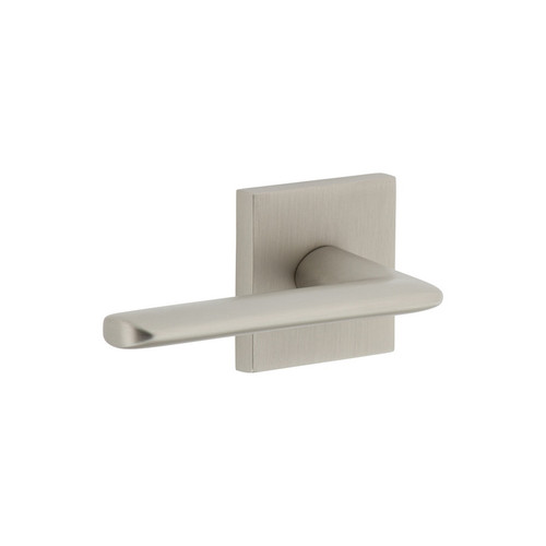 Viaggio Quadrato Rosette Passage with Brezza Lever in Satin Nickel - 620808-QADBRZ-10-SN - 2 3/8" Backset