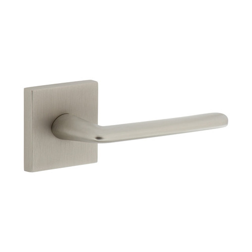 Viaggio Quadrato Rosette Passage with Brezza Lever in Satin Nickel - 620833-QADBRZ-10-SN - 2 3/8" Backset