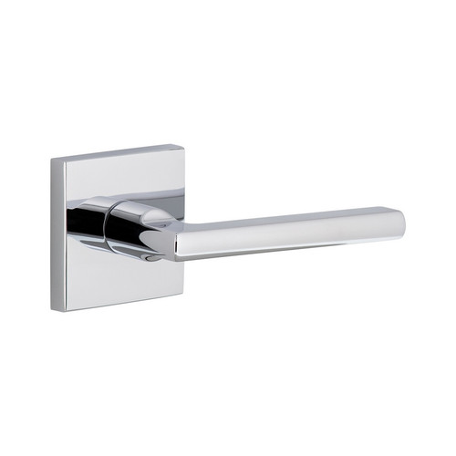 Viaggio Quadrato Rosette Passage with Milano Lever in Bright Chrome - 620980-QADMIL-10-BC - 2 3/8" Backset