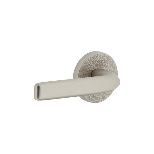 Viaggio Circolo Leather Rosette Passage with Bella Lever in Satin Nickel - 621023-CLOMLTBLL-10-SN - 2 3/4" Backset