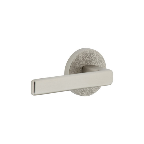 Viaggio Circolo Leather Rosette Passage with Lusso Lever in Satin Nickel - 621123-CLOMLTLUS-10-SN - 2 3/4" Backset