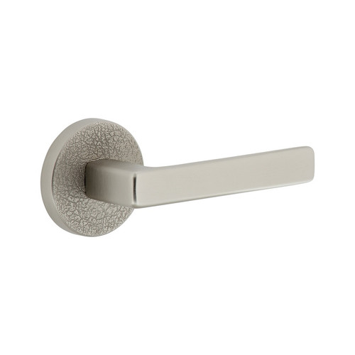 Viaggio Circolo Leather Rosette Passage with Lusso Lever in Satin Nickel - 621148-CLOMLTLUS-10-SN - 2 3/4" Backset