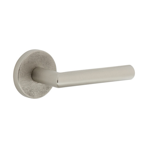 Viaggio Circolo Linen Rosette Passage with Moderno Lever in Satin Nickel - 621188-CLOMLNMOD-10-SN - 2 3/4" Backset