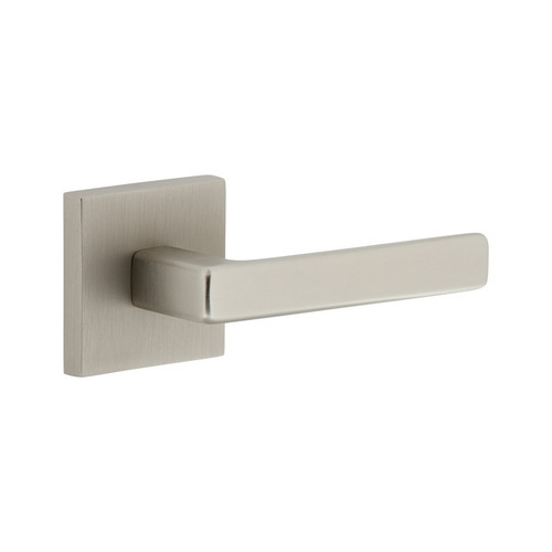 Viaggio Quadrato Rosette Passage with Lusso Lever in Satin Nickel - 621385-QADLUS-10-SN - 2 3/4" Backset