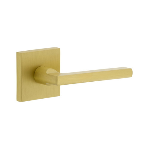 Viaggio Quadrato Rosette Passage with Milano Lever in Satin Brass - 621484-QADMIL-10-SB - 2 3/4" Backset