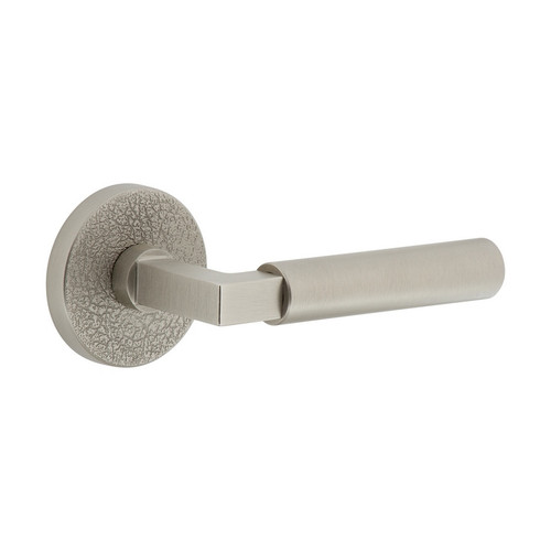 Viaggio Circolo Leather Rosette Passage with Contempo Smooth Lever in Satin Nickel - 622190-CLOMLTCON-STH-10-SN - 2 3/8" Backset