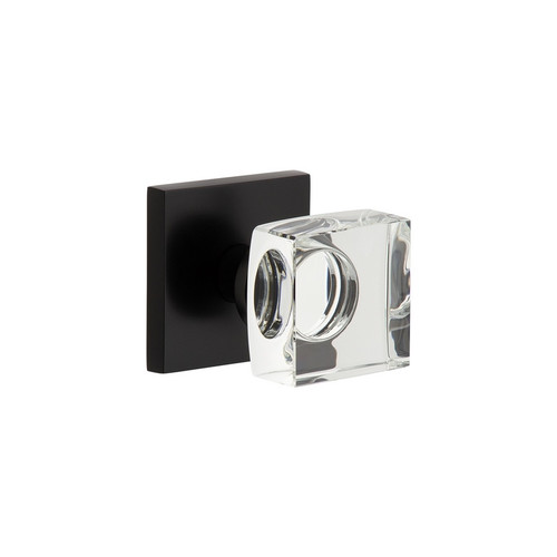 Viaggio Quadrato Rosette Privacy with Quadrato Crystal Knob in Satin Black - 622533-QADQDC-40-BK - 2 3/8" Backset