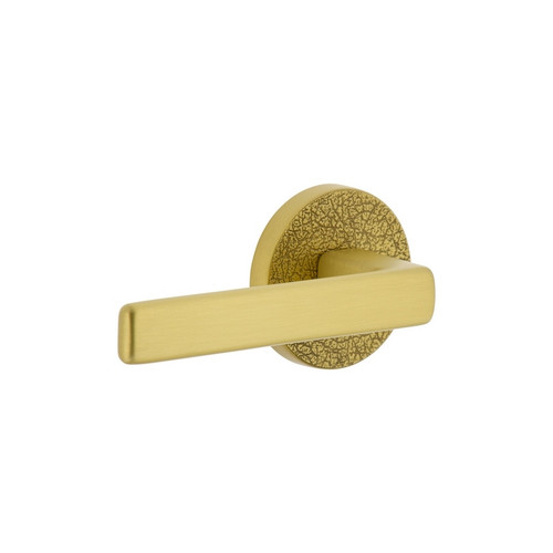 Viaggio Circolo Leather Rosette Privacy with Lusso Lever in Satin Brass - 622924-CLOMLTLUS-40-SB - 2 3/8" Backset