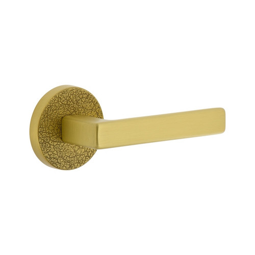 Viaggio Circolo Leather Rosette Privacy with Lusso Lever in Satin Brass - 622949-CLOMLTLUS-40-SB - 2 3/8" Backset