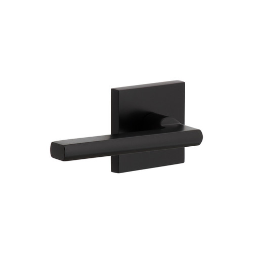 Viaggio Quadrato Rosette Privacy with Milano Lever in Satin Black - 623258-QADMIL-40-BK - 2 3/8" Backset