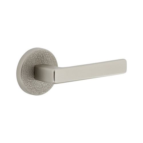 Viaggio Circolo Leather Rosette Privacy with Lusso Lever in Satin Nickel - 623450-CLOMLTLUS-40-SN - 2 3/4" Backset