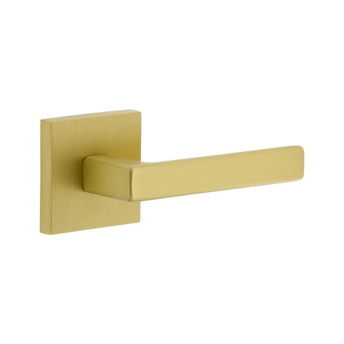 Viaggio Quadrato Rosette Privacy with Lusso Lever in Satin Brass - 623684-QADLUS-40-SB - 2 3/4" Backset