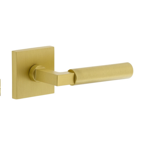 Viaggio Quadrato Rosette Privacy with Contempo Smooth Lever in Satin Brass - 623949-QADCON-STH-40-SB - 2 3/4" Backset