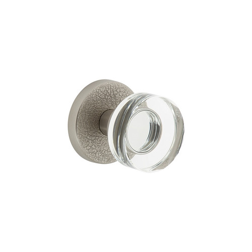 Viaggio Circolo Leather Rosette Single Dummy with Circolo Crystal Knob in Satin Nickel - 624655-CLOMLTCLC-20-SN -  Backset