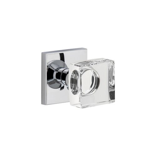 Viaggio Quadrato Rosette Single Dummy with Quadrato Crystal Knob in Bright Chrome - 624837-QADQDC-20-BC -  Backset