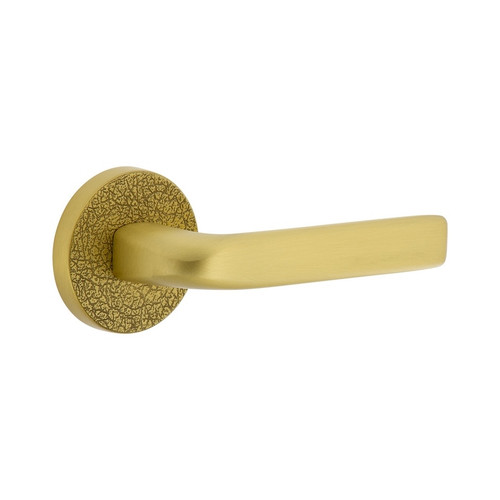 Viaggio Circolo Leather Rosette Single Dummy with Bella Lever in Satin Brass - 625155-CLOMLTBLL-20-SB -  Backset