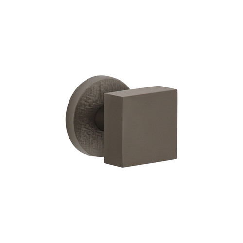 Viaggio Circolo Linen Rosette Double Dummy with Quadrato Brass Knob in Titanium Gray - 627002-CLOMLNQAD-22-TG -  Backset