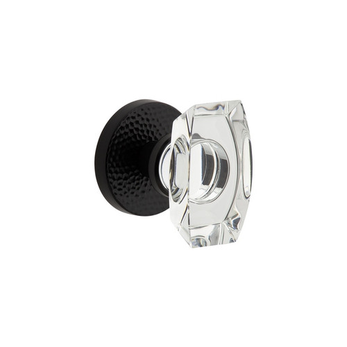 Viaggio Circolo Hammered Rosette Passage with Stella Crystal Knob in Satin Black - 620065-CLOMHMSTA-10-BK - 2 3/8" Backset